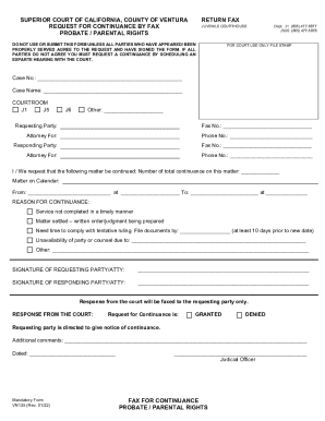 California Request for Continuance by Fax