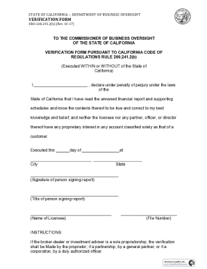 California Verification Form