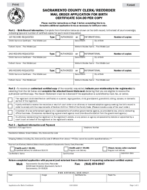 Sacramento County Birth Certificate Application