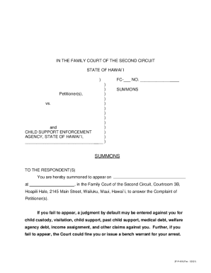 Hawaii Family Court Summons