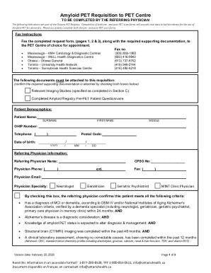 Amyloid PET Requisition Form
