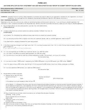 Form ADV Investment Adviser Registration