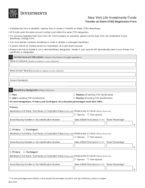 New York Life Investments Funds Transfer on Death Registration Form