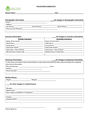 Patient Update Annual Patient Update Form - Blank Fillable Template | Fill Out, Print ...