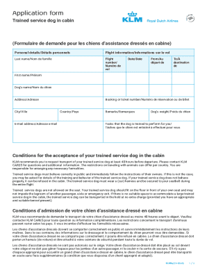 KLM Trained Service Dog Application Form