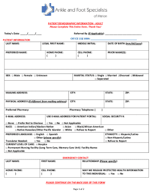 Patient Demographic Information Form