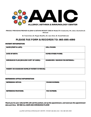 Allergy and Asthma Patient Referral Form
