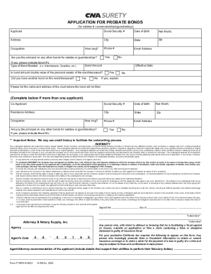 Application for Probate Bonds