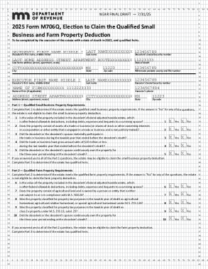 Minnesota Form M706Q Election to Claim the Qualified Small Business and Farm Property Deduction
