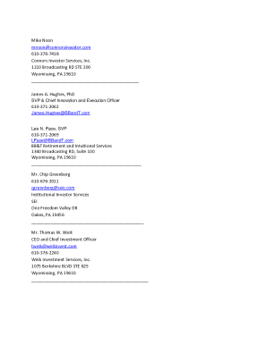 Business Contact Information Template