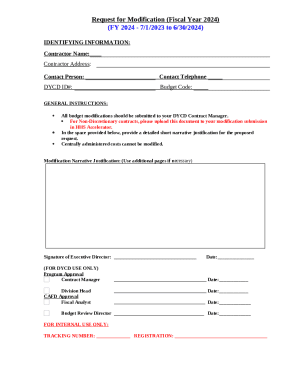 Request for Modification Form