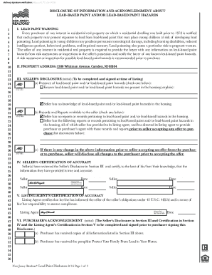 New Jersey Lead Paint Disclosure Form