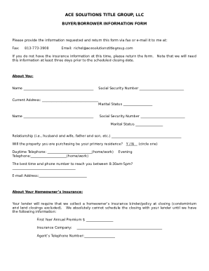 Buyer Borrower Information Form