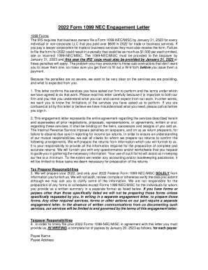 2022 Form 1099 NEC Engagement Letter