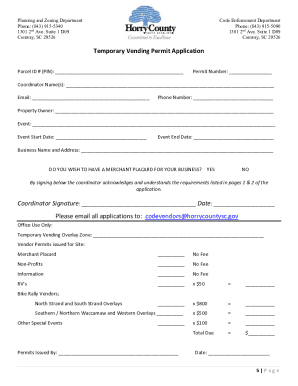 Temporary Vendor Permit Application