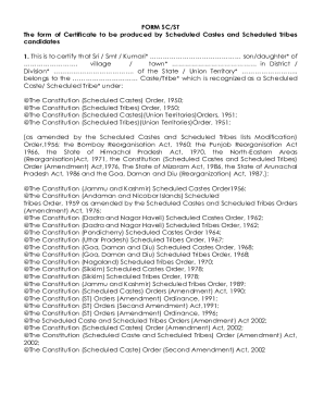 SC/ST Certificate Form