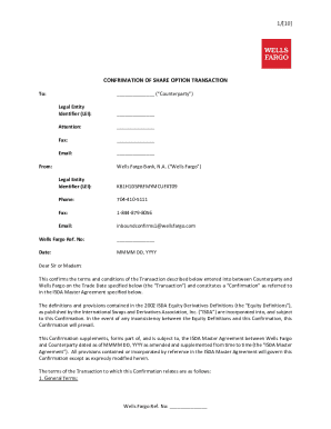 Confirmation of Share Option Transaction