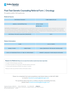Post-Test Genetic Counseling Referral Form