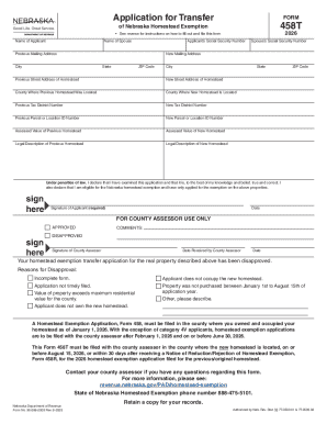 Nebraska Homestead Exemption Transfer Form 458T