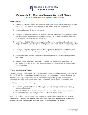Siskiyou Community Health Center New Patient Registration Packet