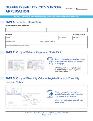 Chicago No-Fee Disability City Vehicle Sticker Application
