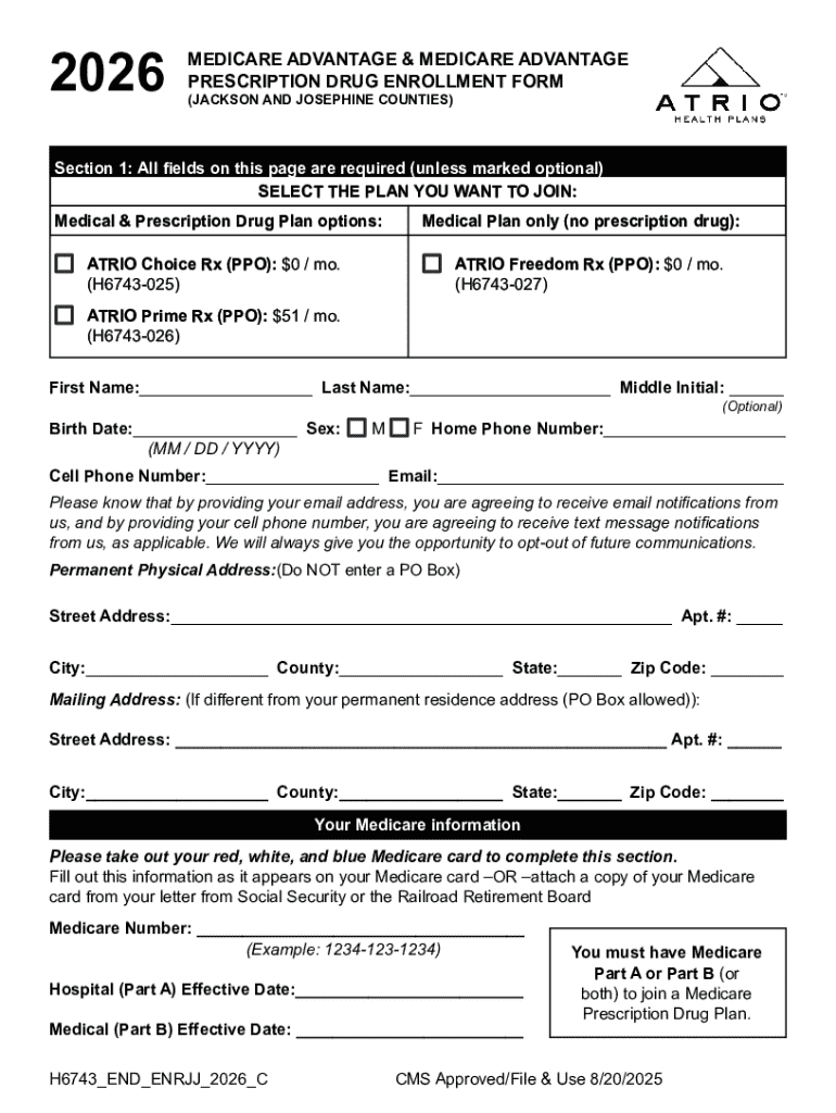 2026 Medicare Advantage Enrollment Form - Blank Fillable Template ...