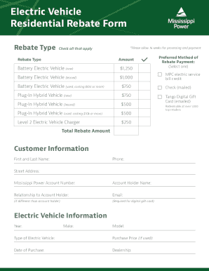 Mississippi Power Electric Vehicle Rebate Form
