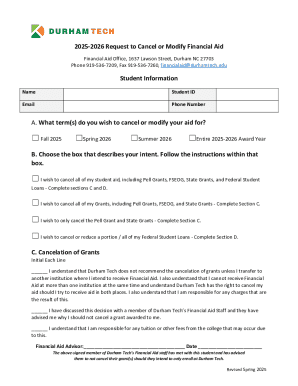 Request to Cancel or Modify Financial Aid