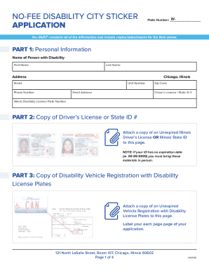 Chicago No-Fee Disability City Vehicle Sticker Application