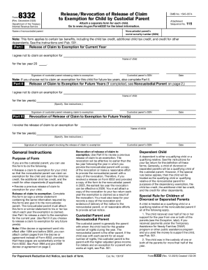 IRS Form 8332 Release/Revocation of Claim to Exemption for Child