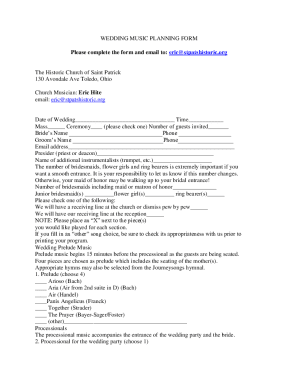 Wedding Music Planning Form