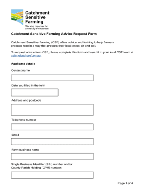 Catchment Sensitive Farming Advice Request Form