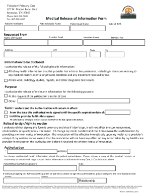 Medical Release of Information Form