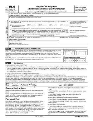IRS Form W-9 Taxpayer Identification