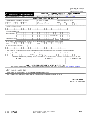 VA Form 22-1990 Application for Education Benefits