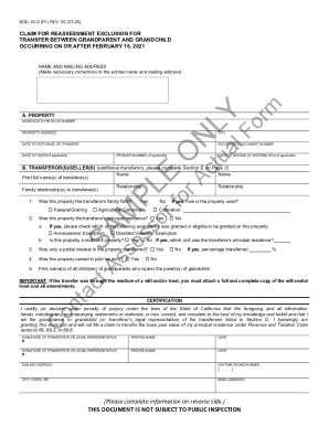 California Grandparent-Grandchild Reassessment Exclusion Form
