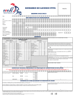 Demande de licence FFFA photo