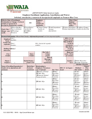 Employee Enrollment Application, Cancellation, and Waiver