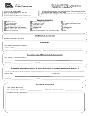 Mont-Tremblant Urbanism Permit Application Form