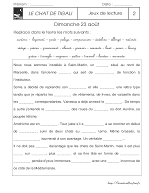 Le Chat de Tigali Reading Game