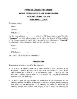 Power of Attorney for Shareholder Meeting