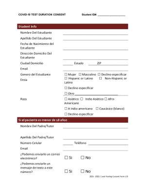 COVID-19 Test Duration Consent Form