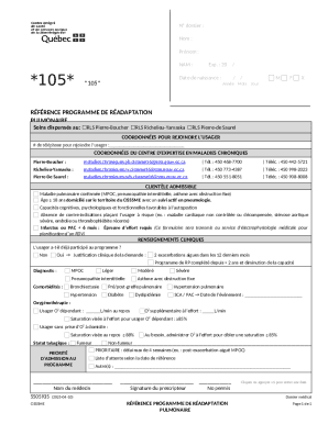Quebec Pulmonary Rehabilitation Program Reference Form