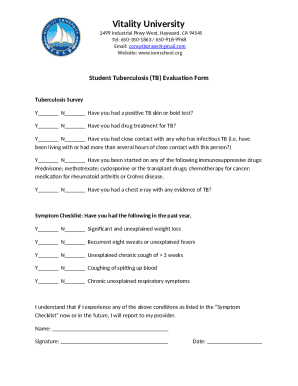 Student Tuberculosis Evaluation Form
