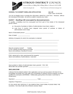 Council Tax Exempt Dwelling Application