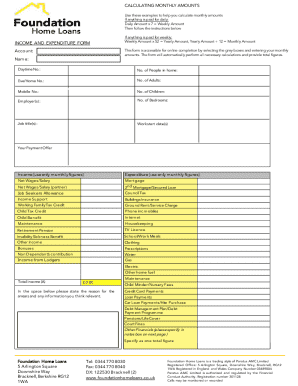 Income and Expenditure Form