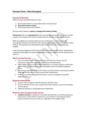 Netherlands Main Occupant Consent Form