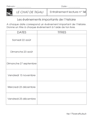 Le Chat de Tigali Reading Exercise