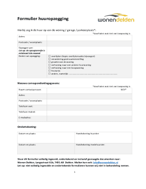 Formulier Huuropzegging