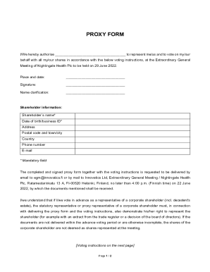 Proxy Form for Nightingale Health Plc